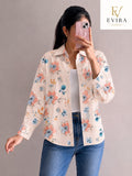 EVIRAONLINE Pastel Bloom Floral Print Cotton Shirt for Women (RJ-1002)