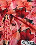 Red Petal Paradise Digital Print Cotton Fabric – Multicolor Floral Design (RJ-2003)